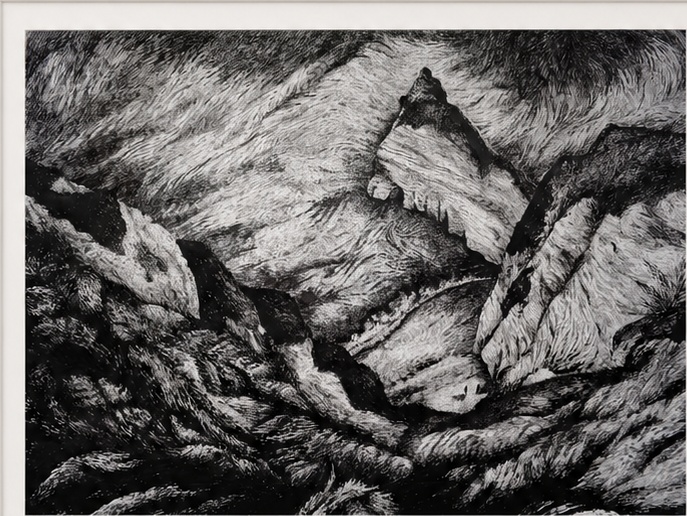 La faille – Indian ink on paper, 65 × 50 cm